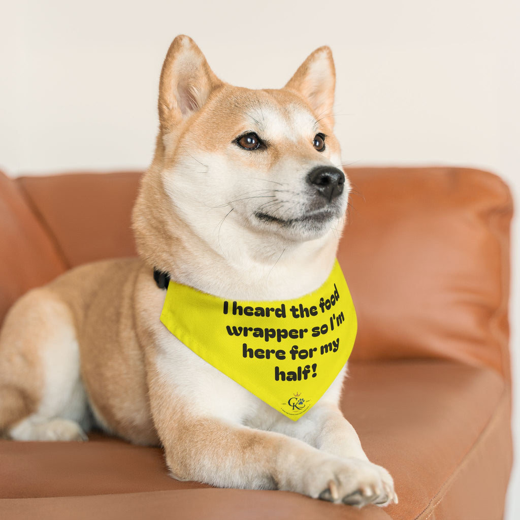 Creature Kingdom "I Heard the Food Wrapper So I'm Here for My Half!" Pet Bandana