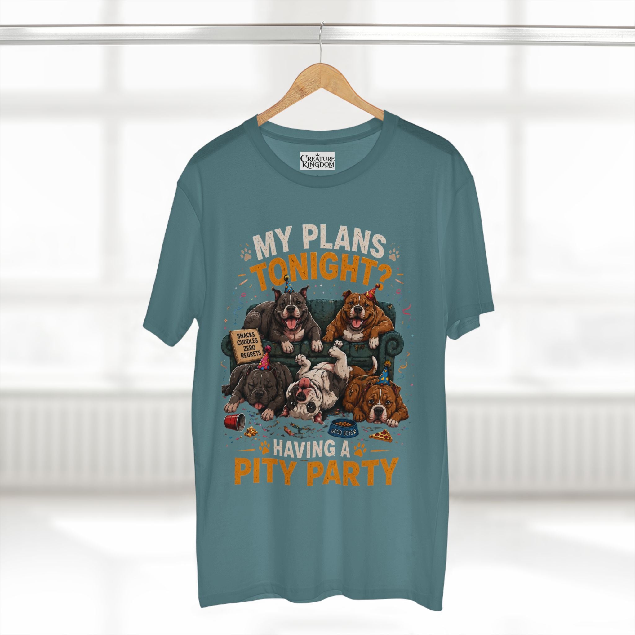 Creature Kingdom "My Plans Tonight? Having a PITY Party!" Pitbull Tee