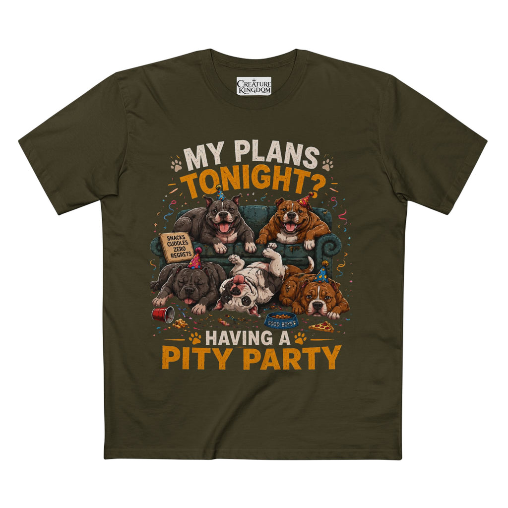 Creature Kingdom "My Plans Tonight? Having a PITY Party!" Pitbull Tee