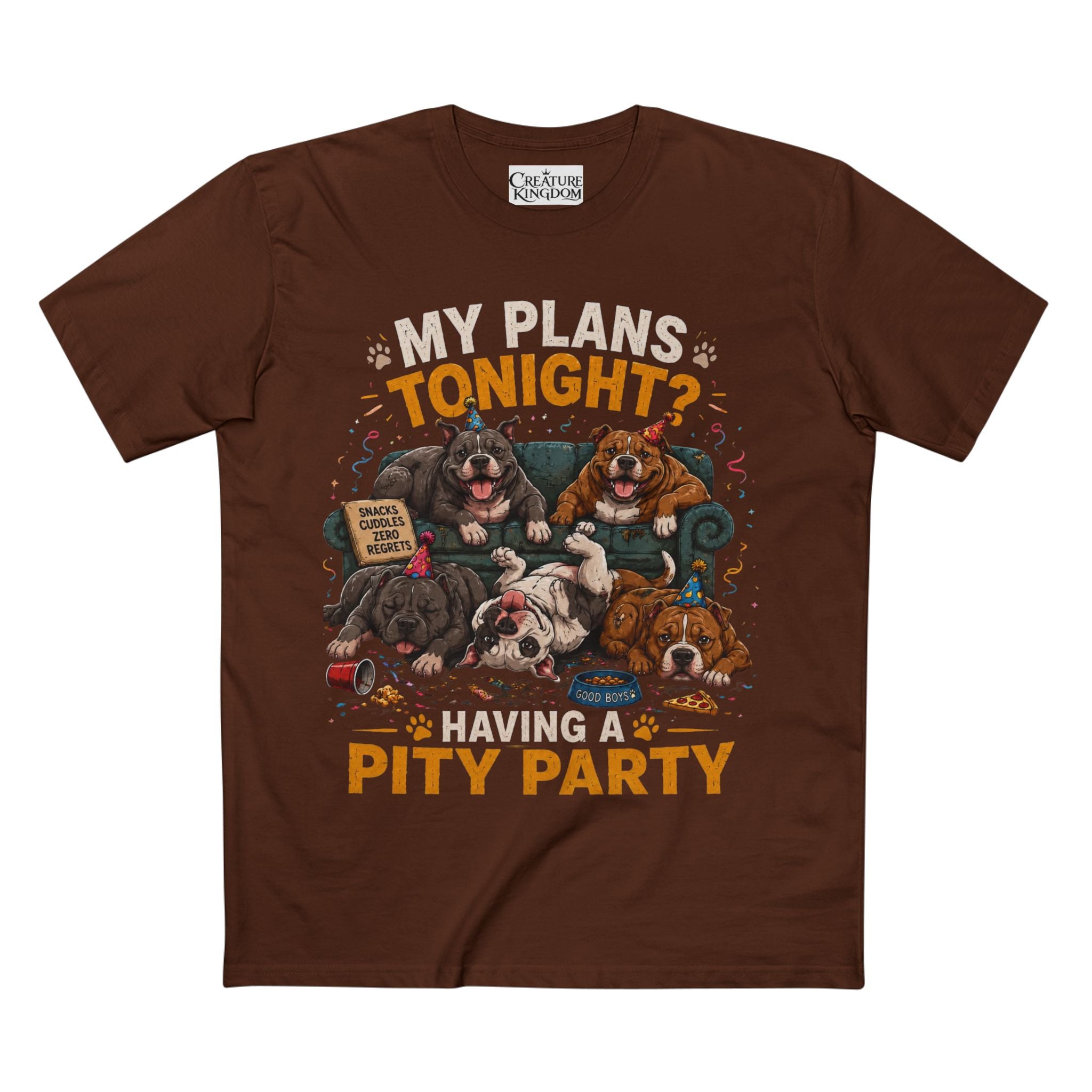 Creature Kingdom "My Plans Tonight? Having a PITY Party!" Pitbull Tee