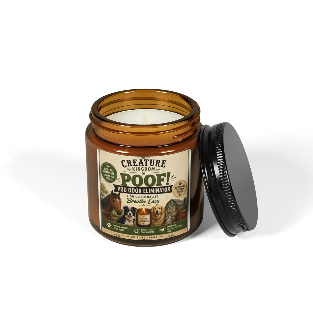 Creature Kingdom PooF! Pet Odor Eliminating Soy Candle — Amber Jar
