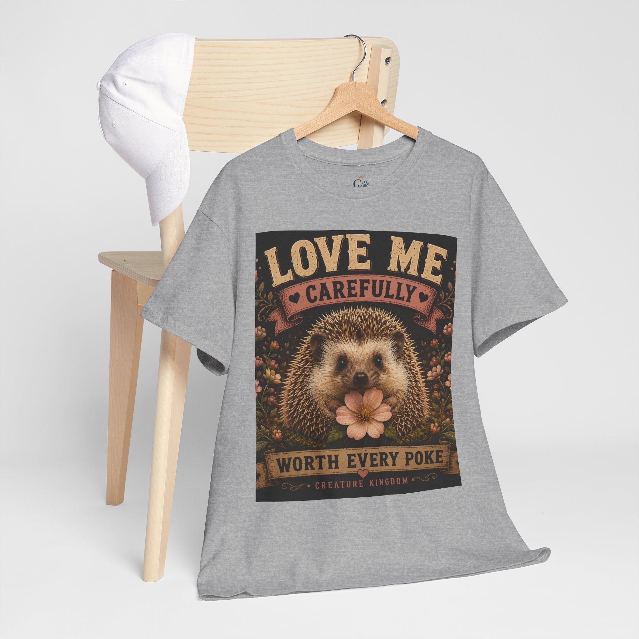Creature Kingdom "Love Me Carefully — Worth Every Poke" Hedgehog Tee