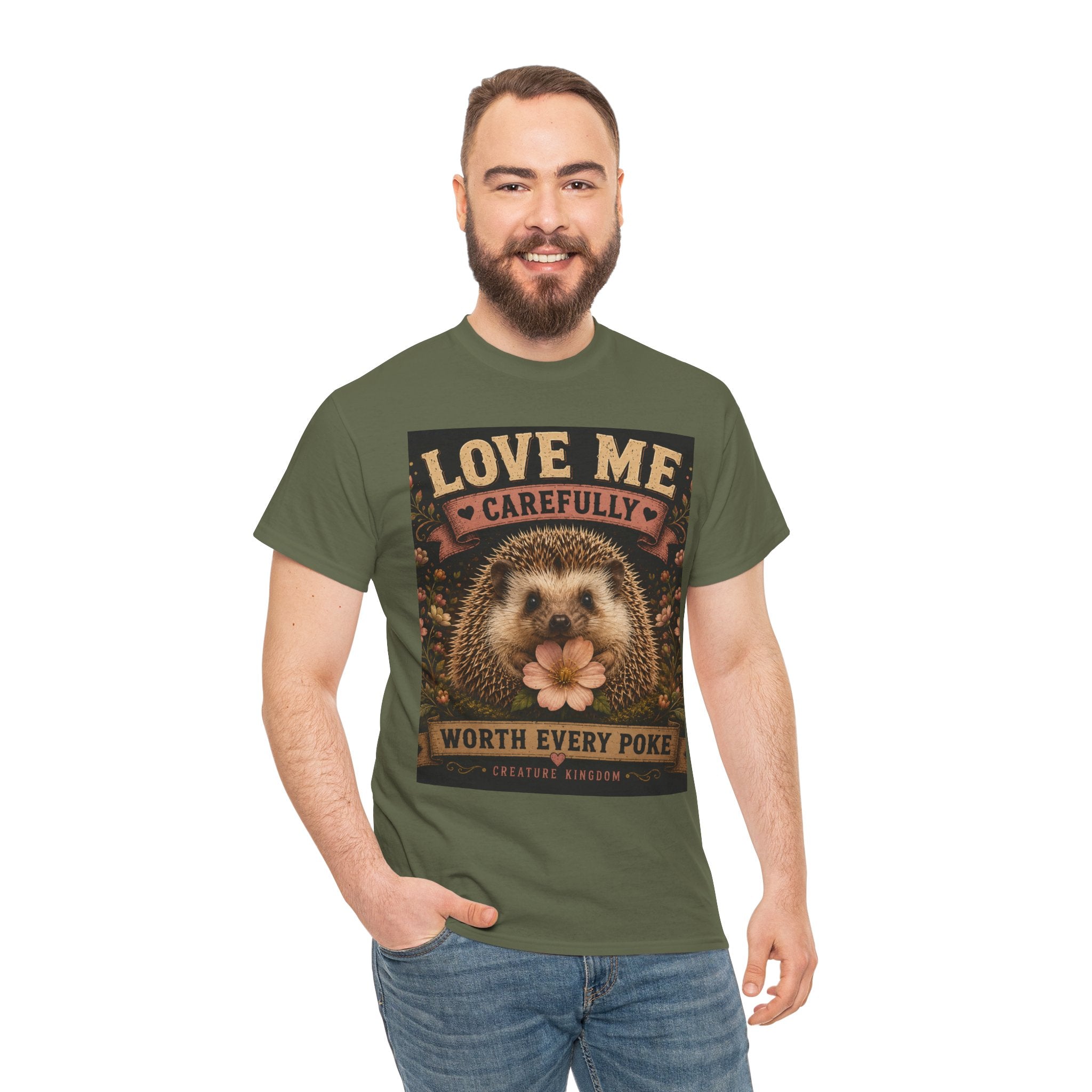Creature Kingdom "Love Me Carefully — Worth Every Poke" Hedgehog Tee