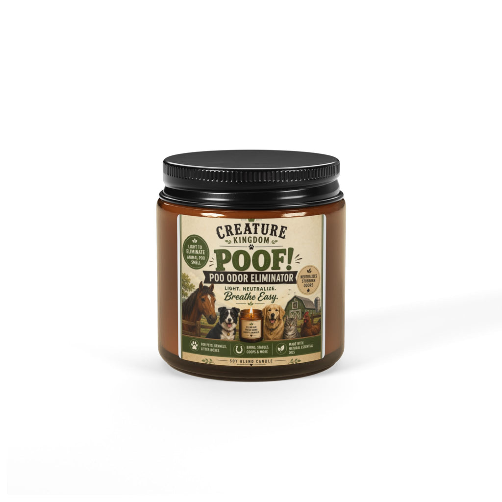 Creature Kingdom PooF! Pet Odor Eliminating Soy Candle — Amber Jar