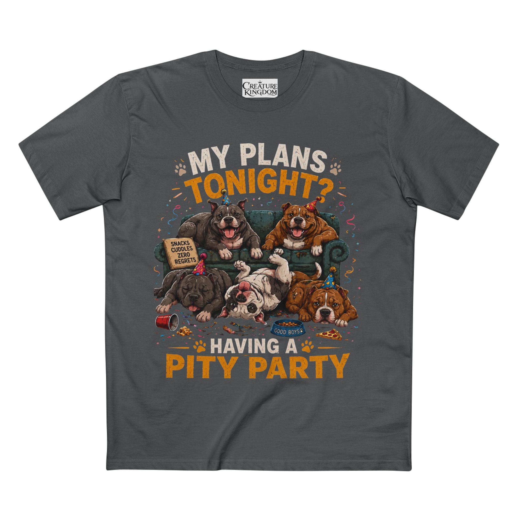 Creature Kingdom "My Plans Tonight? Having a PITY Party!" Pitbull Tee
