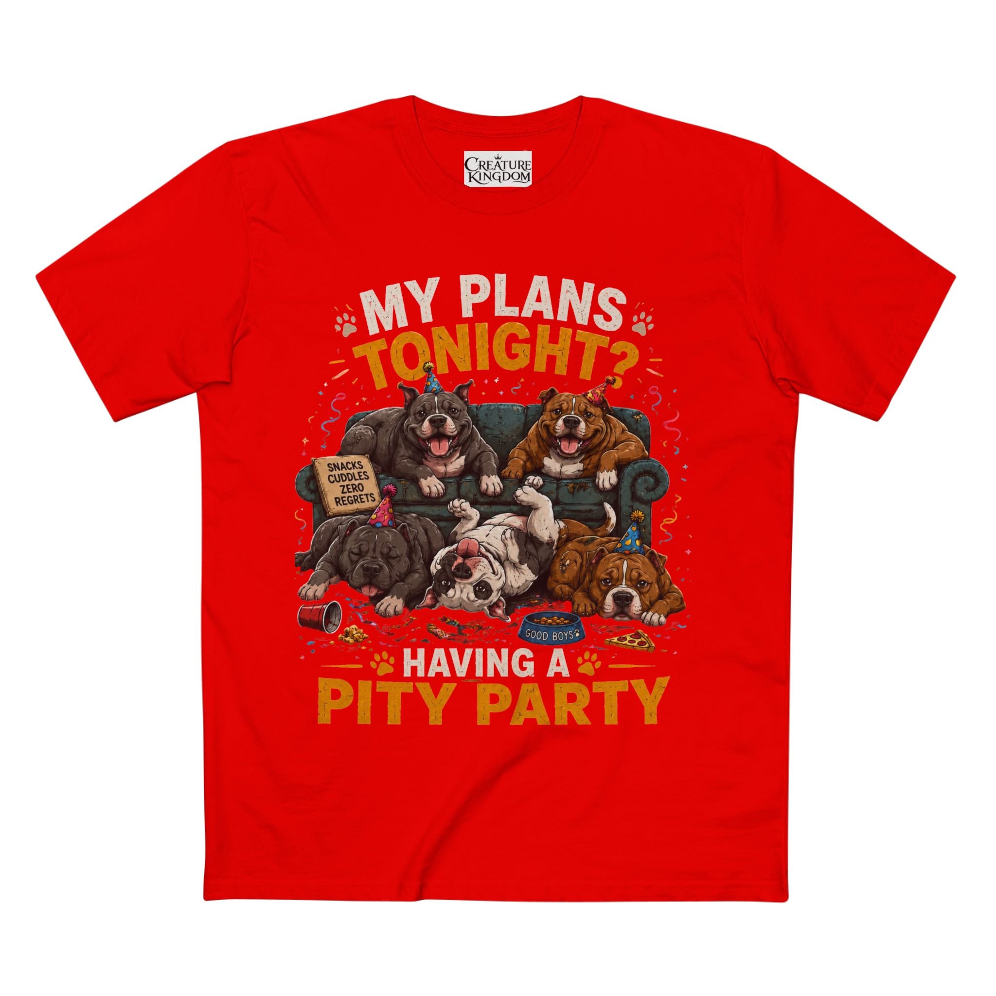 Creature Kingdom "My Plans Tonight? Having a PITY Party!" Pitbull Tee