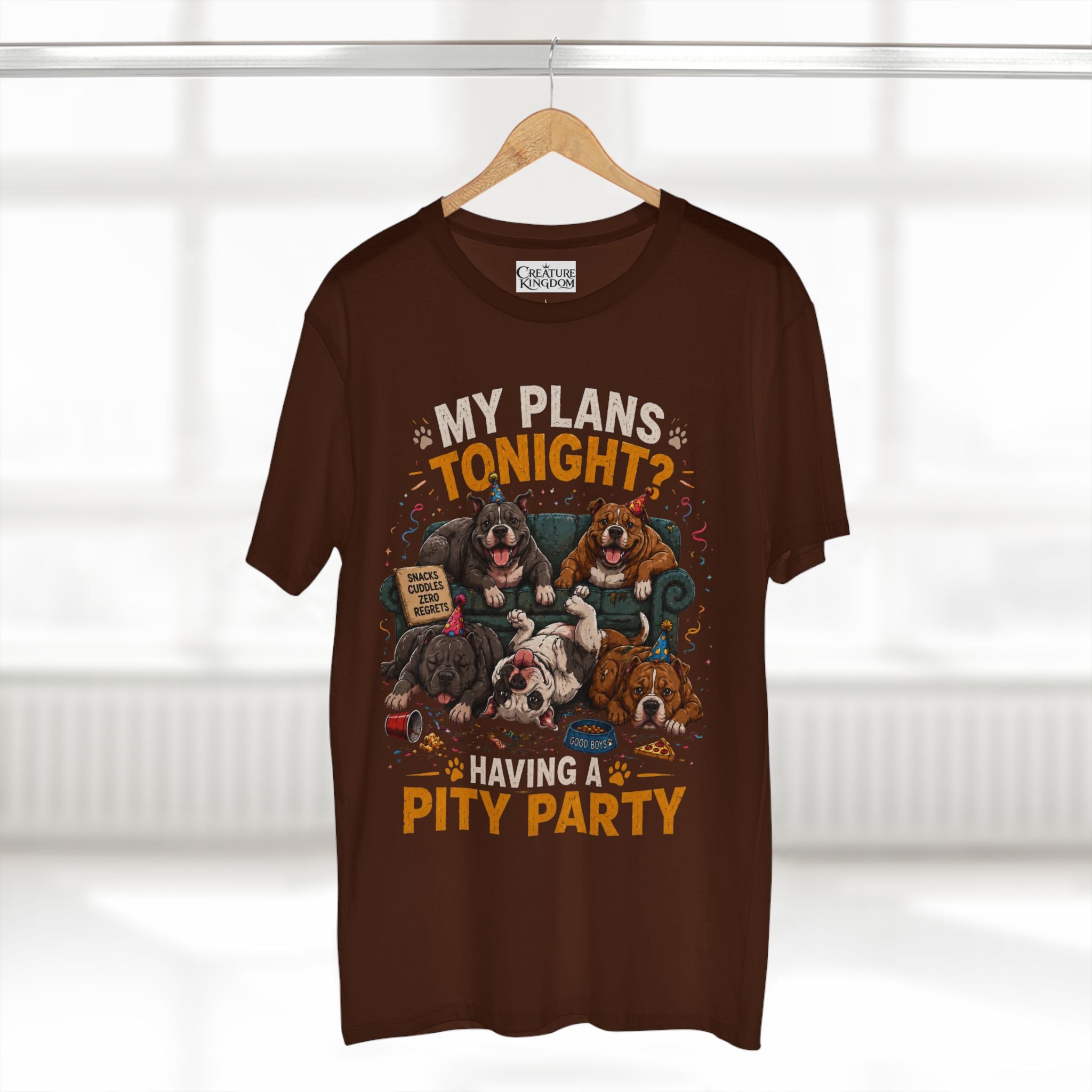Creature Kingdom "My Plans Tonight? Having a PITY Party!" Pitbull Tee