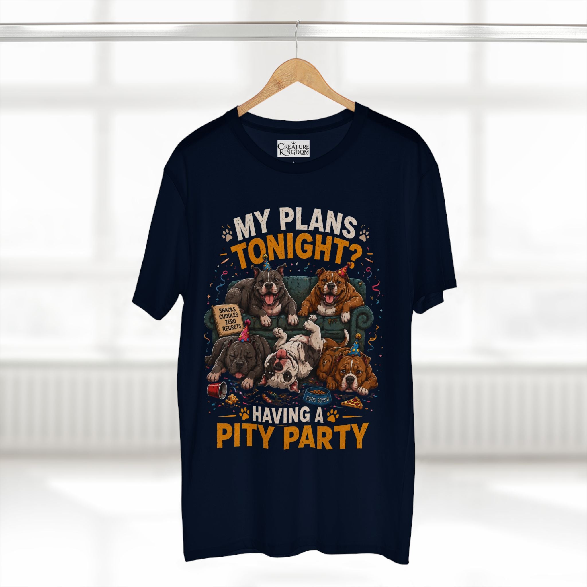 Creature Kingdom "My Plans Tonight? Having a PITY Party!" Pitbull Tee
