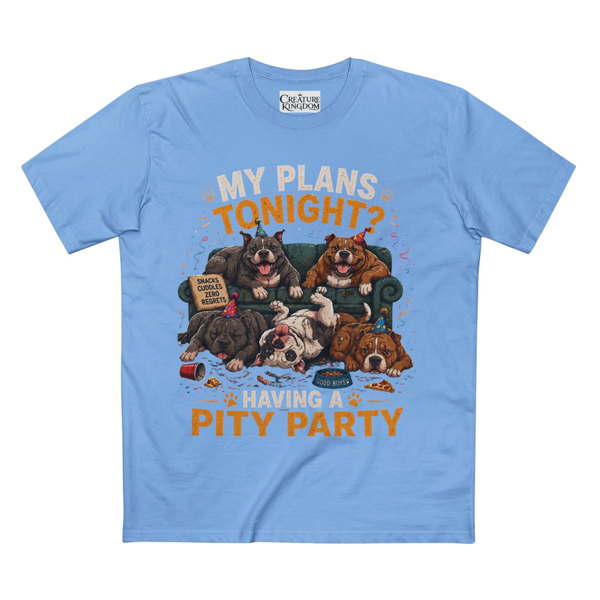 Creature Kingdom "My Plans Tonight? Having a PITY Party!" Pitbull Tee