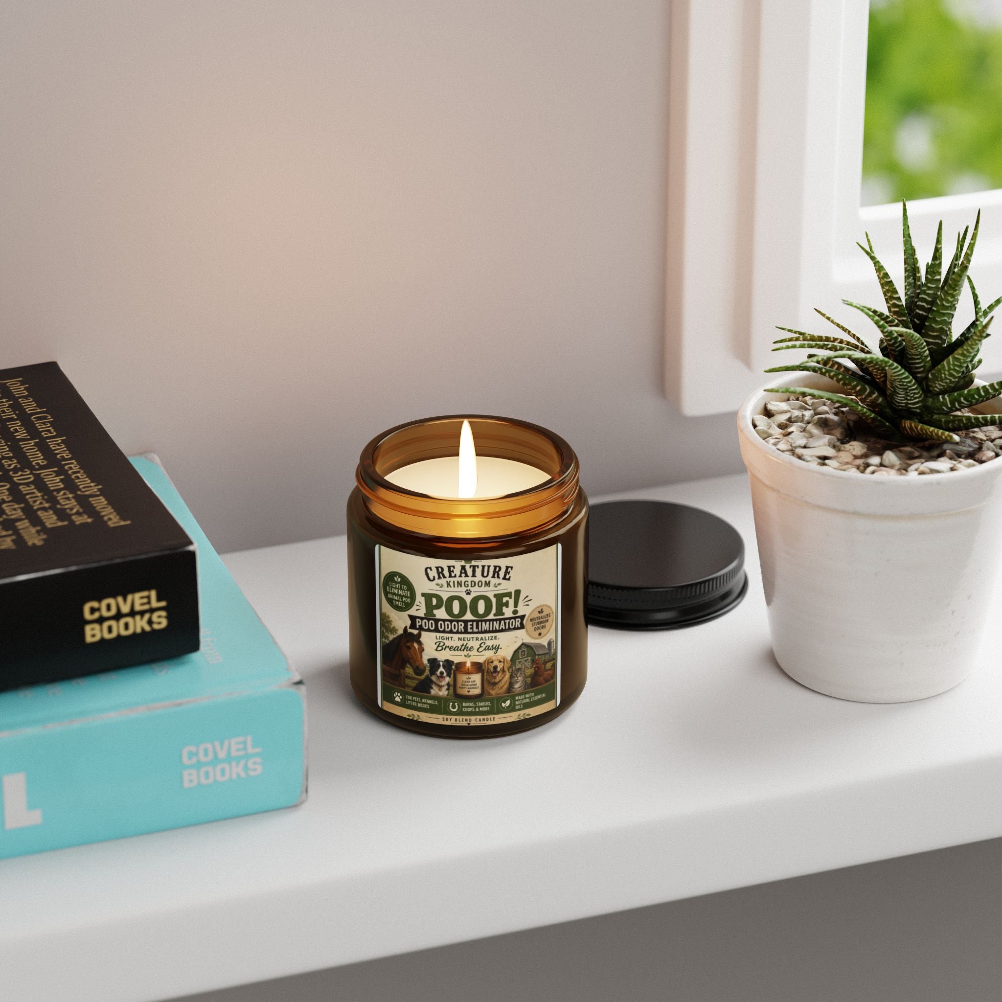 Creature Kingdom PooF! Pet Odor Eliminating Soy Candle — Amber Jar