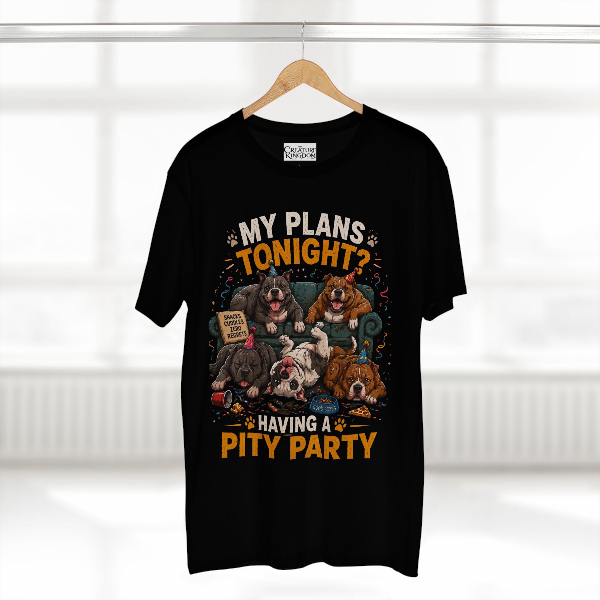 Creature Kingdom "My Plans Tonight? Having a PITY Party!" Pitbull Tee