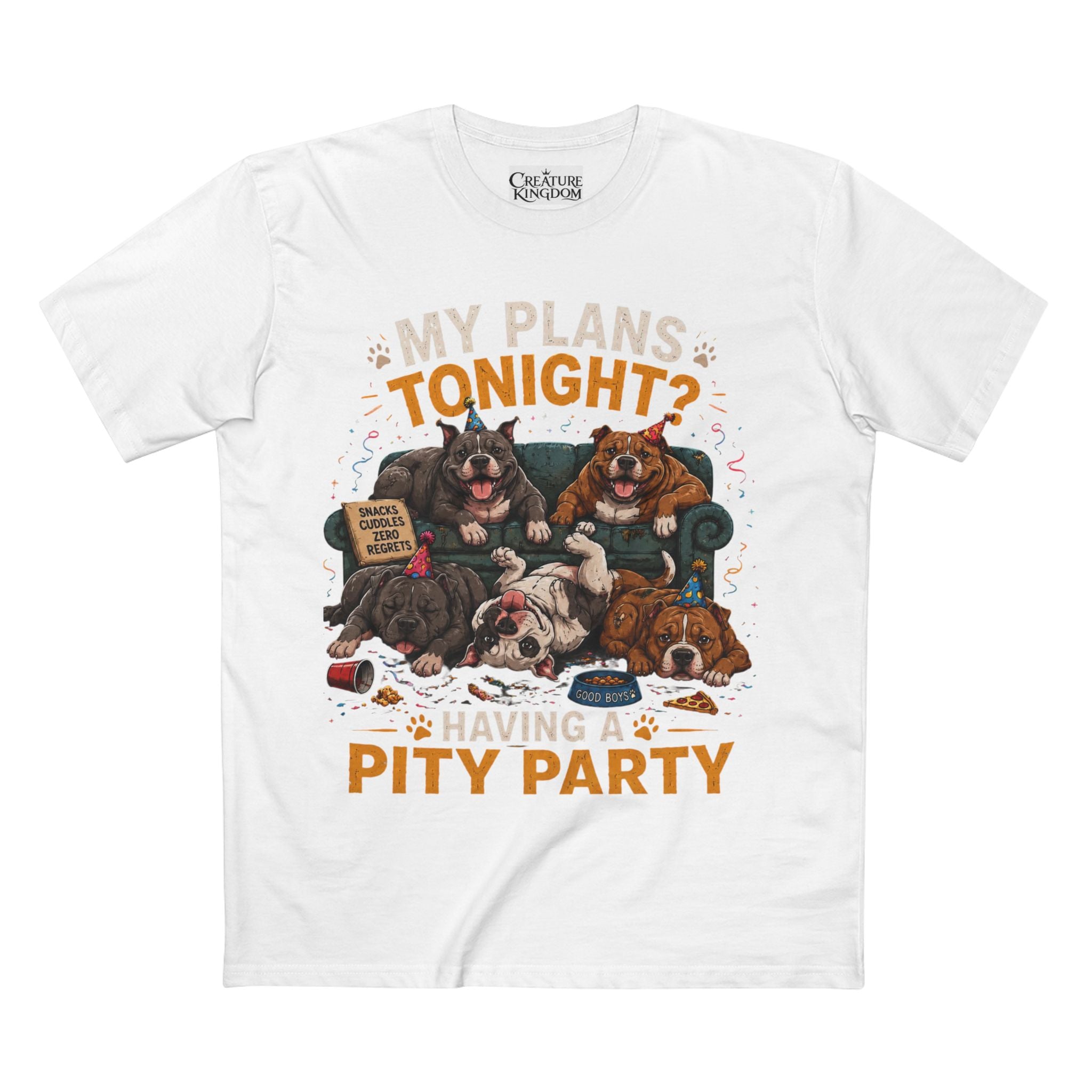 Creature Kingdom "My Plans Tonight? Having a PITY Party!" Pitbull Tee