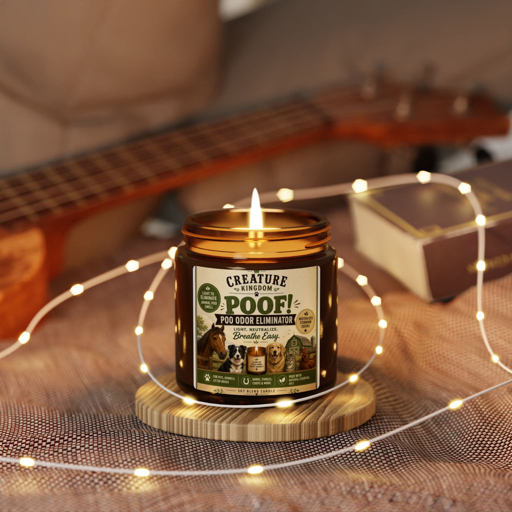 Creature Kingdom PooF! Pet Odor Eliminating Soy Candle — Amber Jar