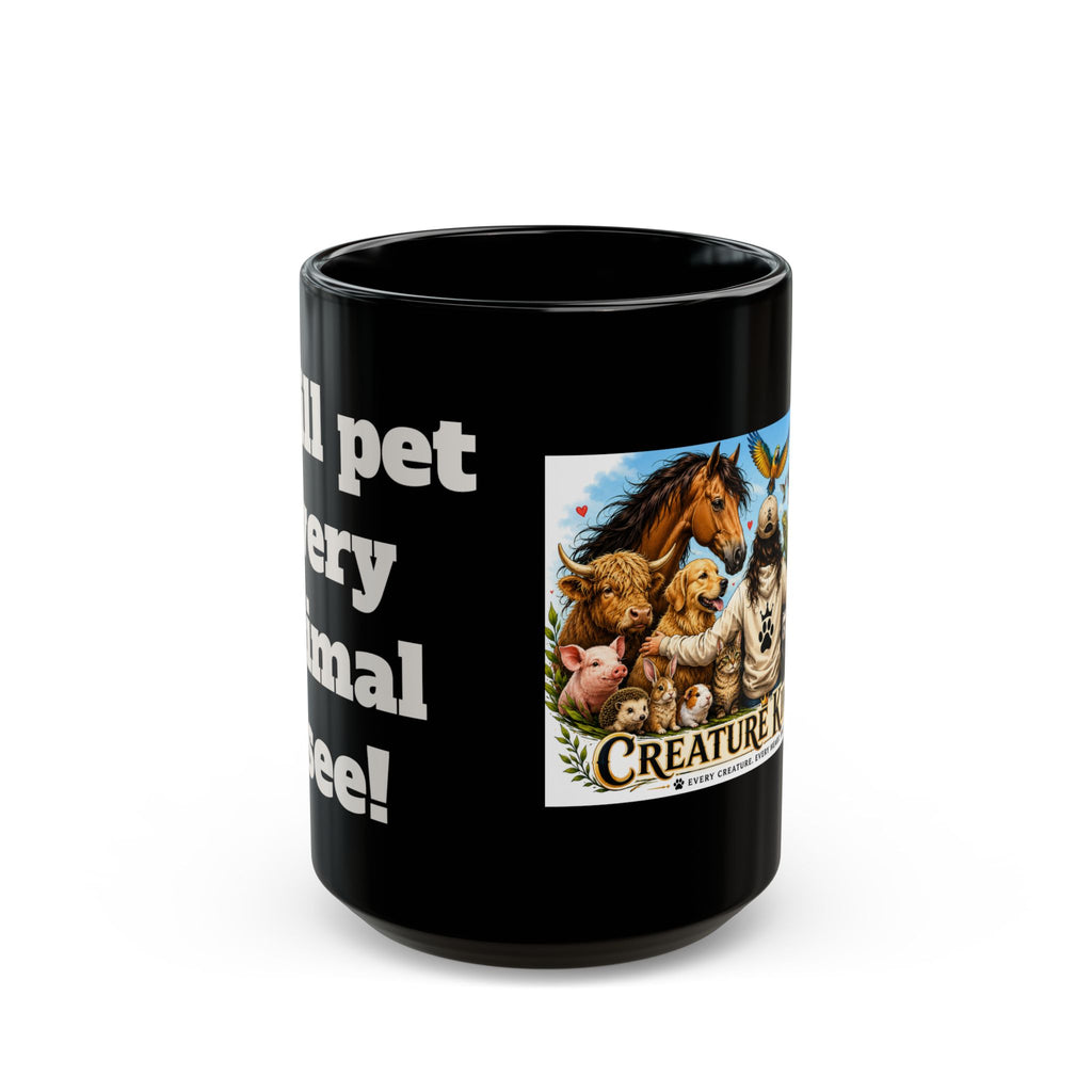 Creature Kingdom Black Mug — Animal Lover Coffee Cup (11oz/15oz)