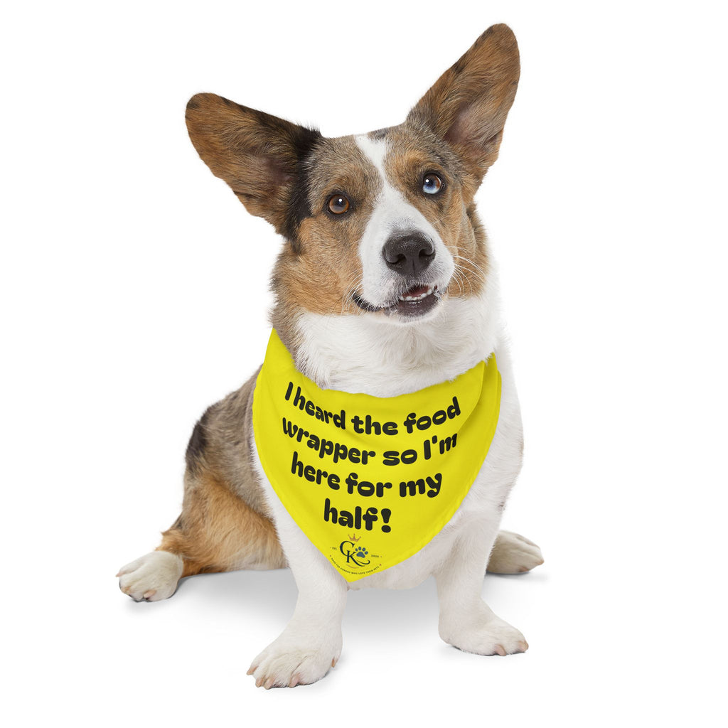 Creature Kingdom "I Heard the Food Wrapper So I'm Here for My Half!" Pet Bandana