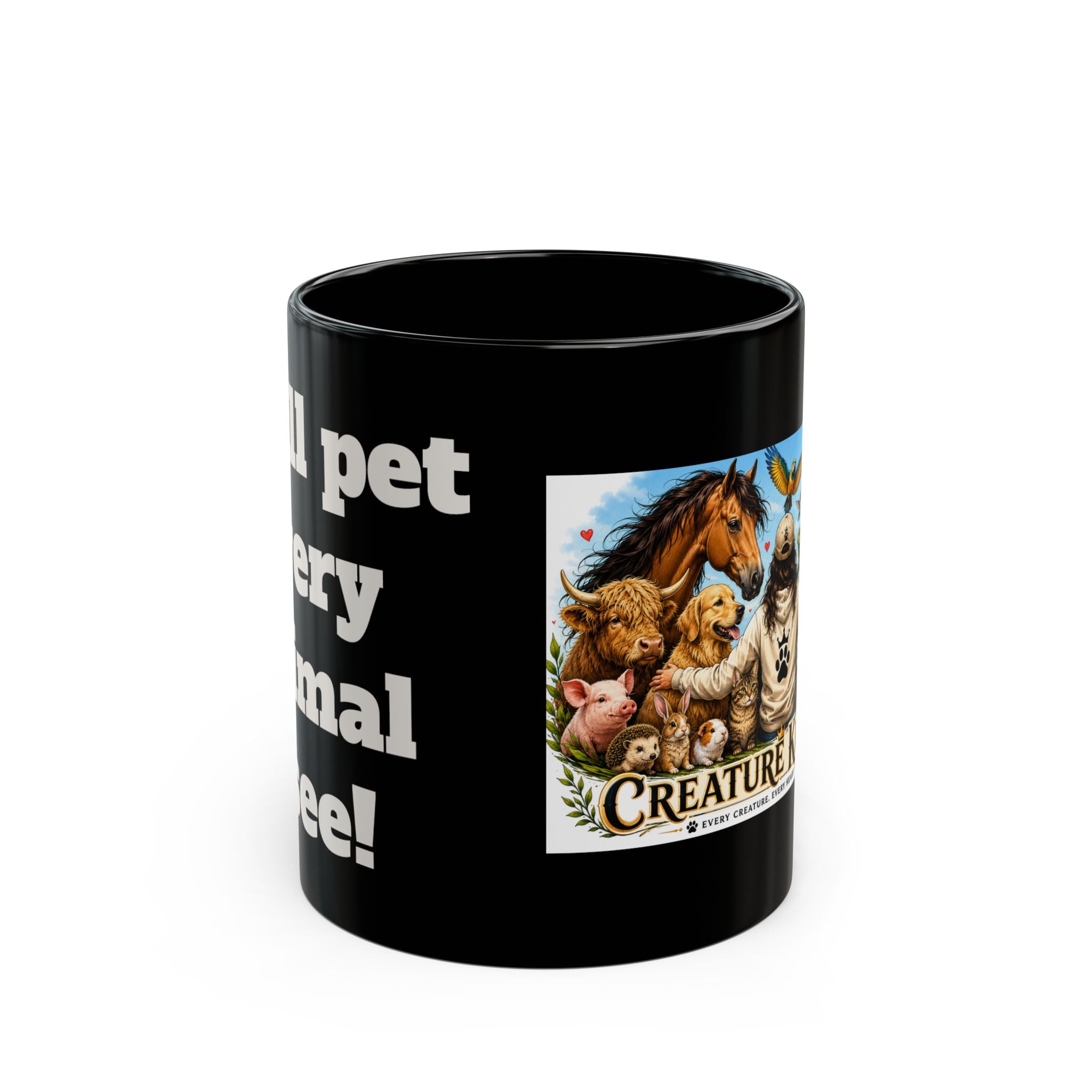 Creature Kingdom Black Mug — Animal Lover Coffee Cup (11oz/15oz)