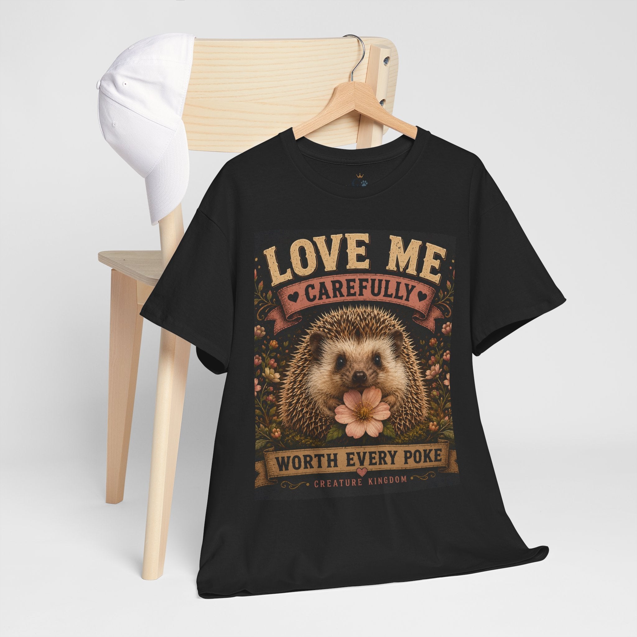 Creature Kingdom "Love Me Carefully — Worth Every Poke" Hedgehog Tee