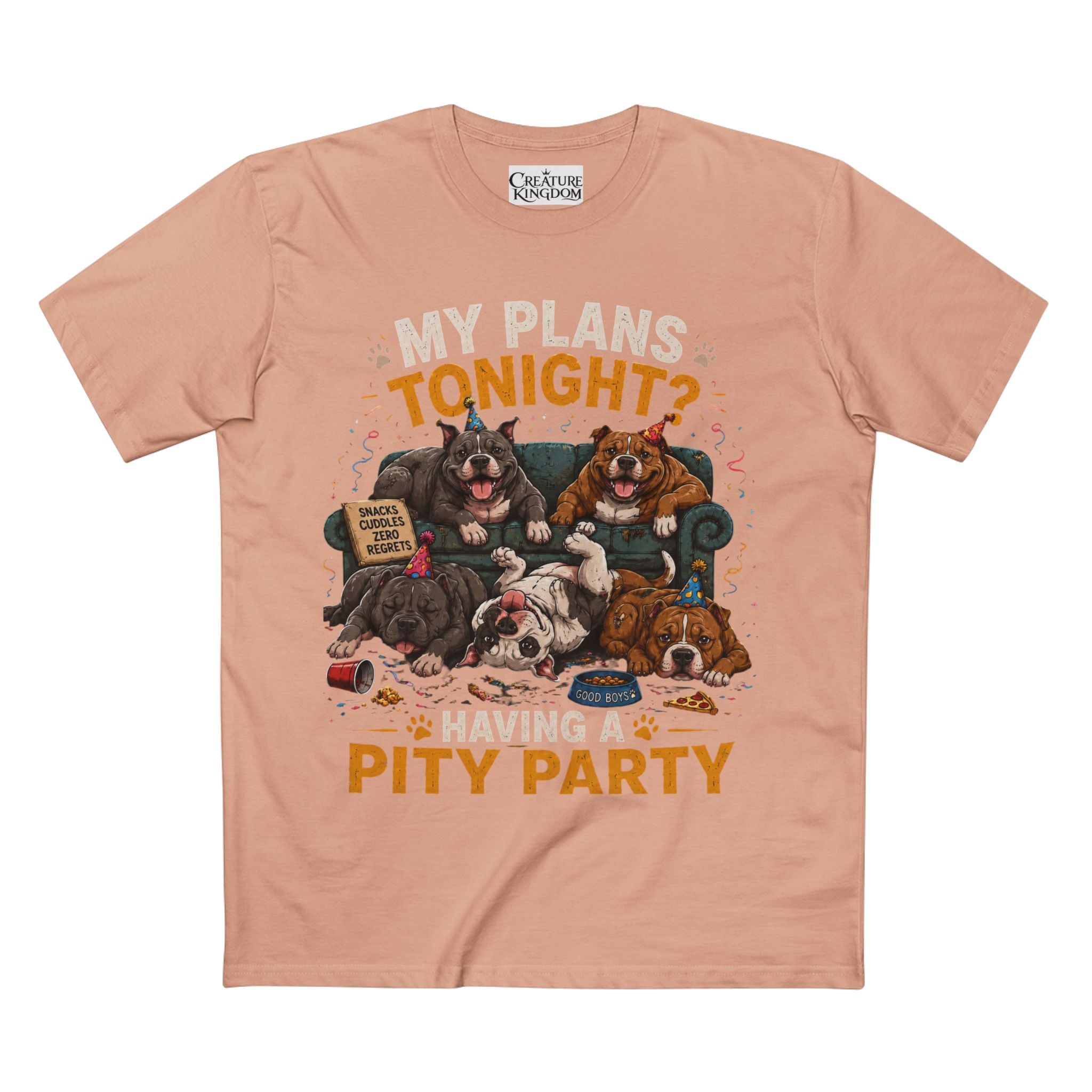 Creature Kingdom "My Plans Tonight? Having a PITY Party!" Pitbull Tee