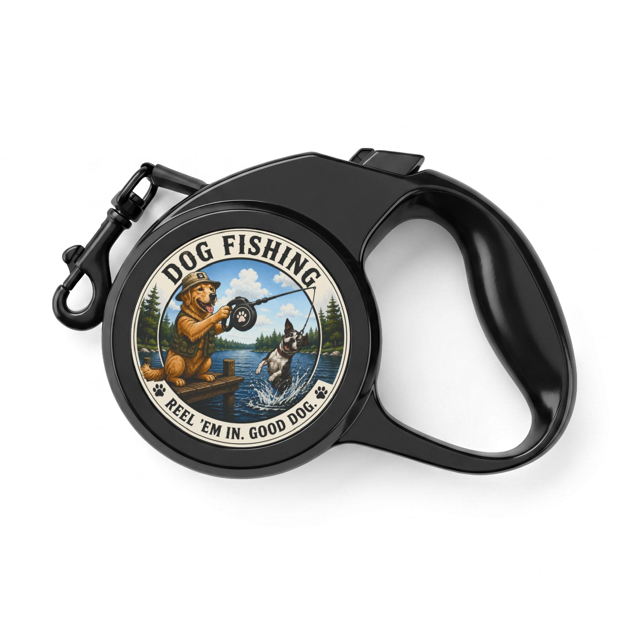 Creature Kingdom "Dog Fishing: Reel 'Em In, Good Dog" Retractable Leash