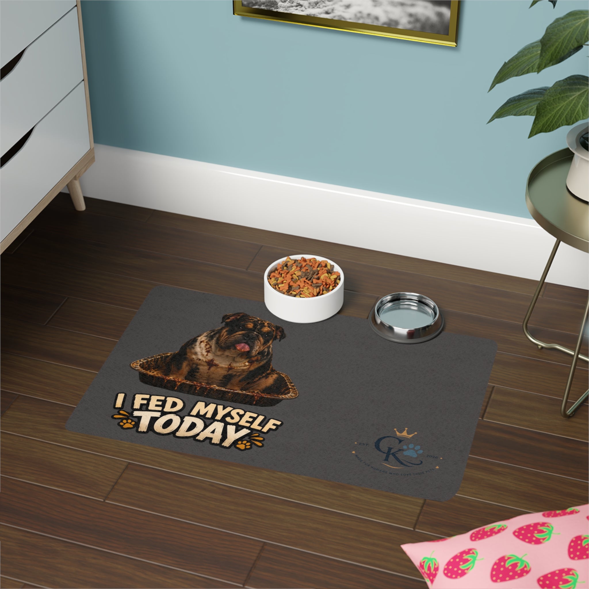 Creature Kingdom "I Fed Myself Today" Funny Pet Food Mat