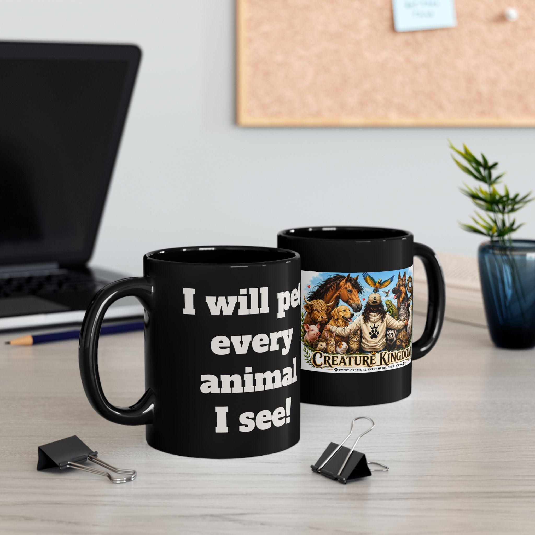Creature Kingdom Black Mug — Animal Lover Coffee Cup (11oz/15oz)