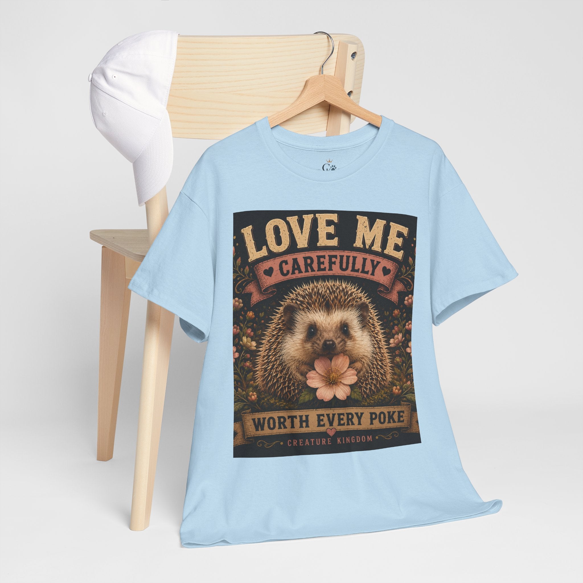 Creature Kingdom "Love Me Carefully — Worth Every Poke" Hedgehog Tee