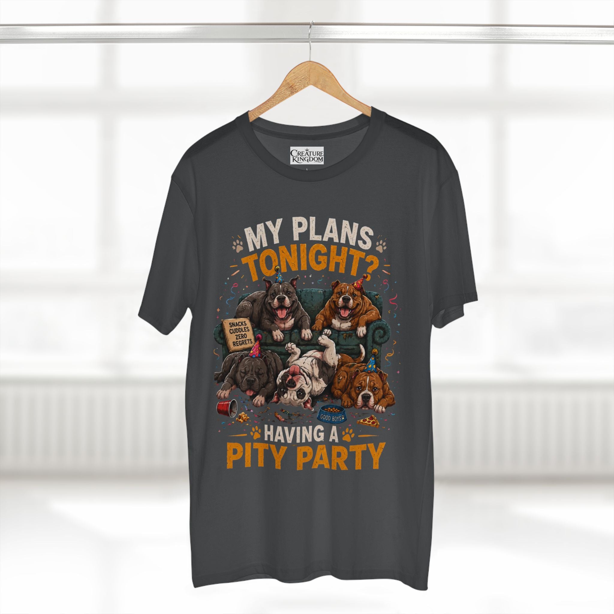 Creature Kingdom "My Plans Tonight? Having a PITY Party!" Pitbull Tee