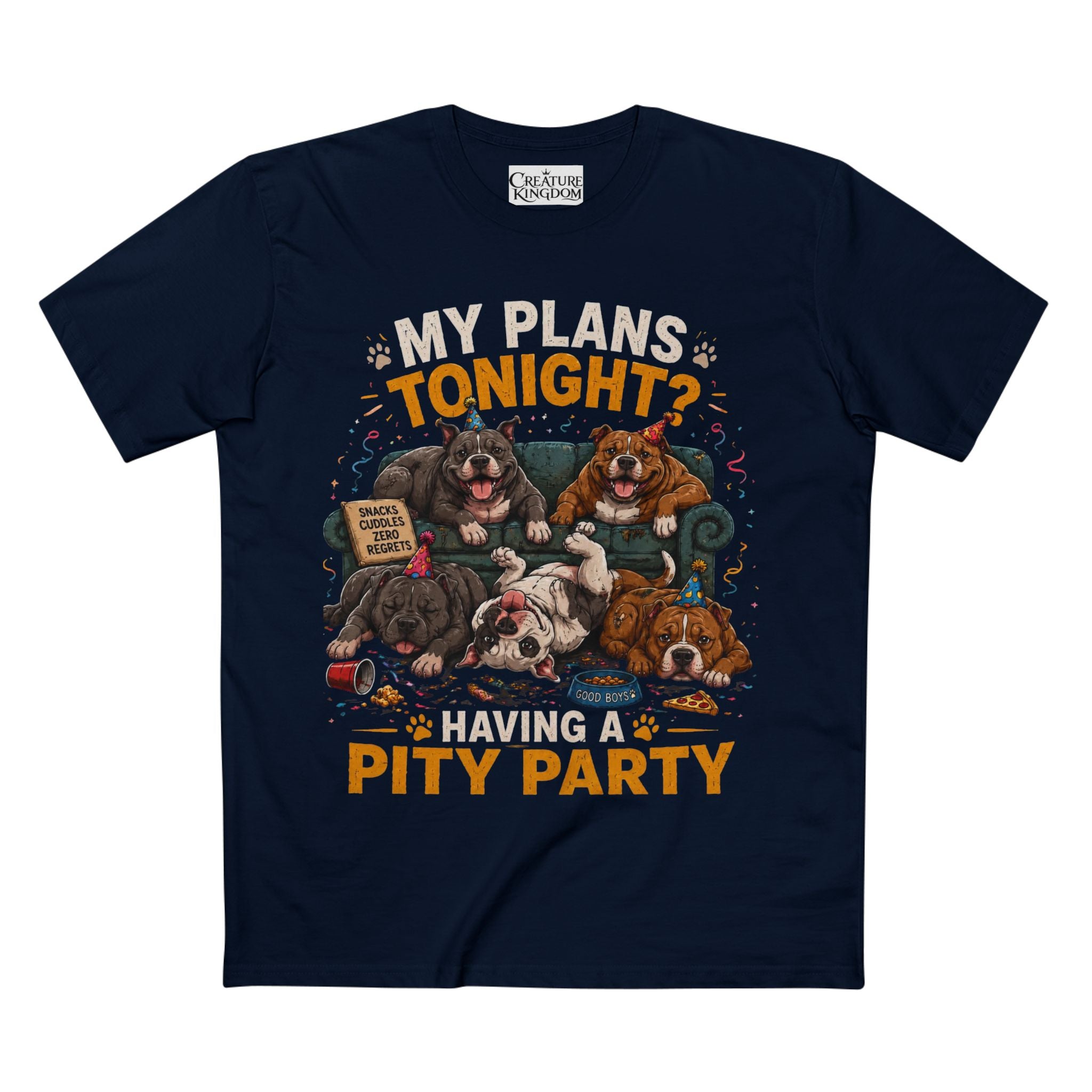 Creature Kingdom "My Plans Tonight? Having a PITY Party!" Pitbull Tee