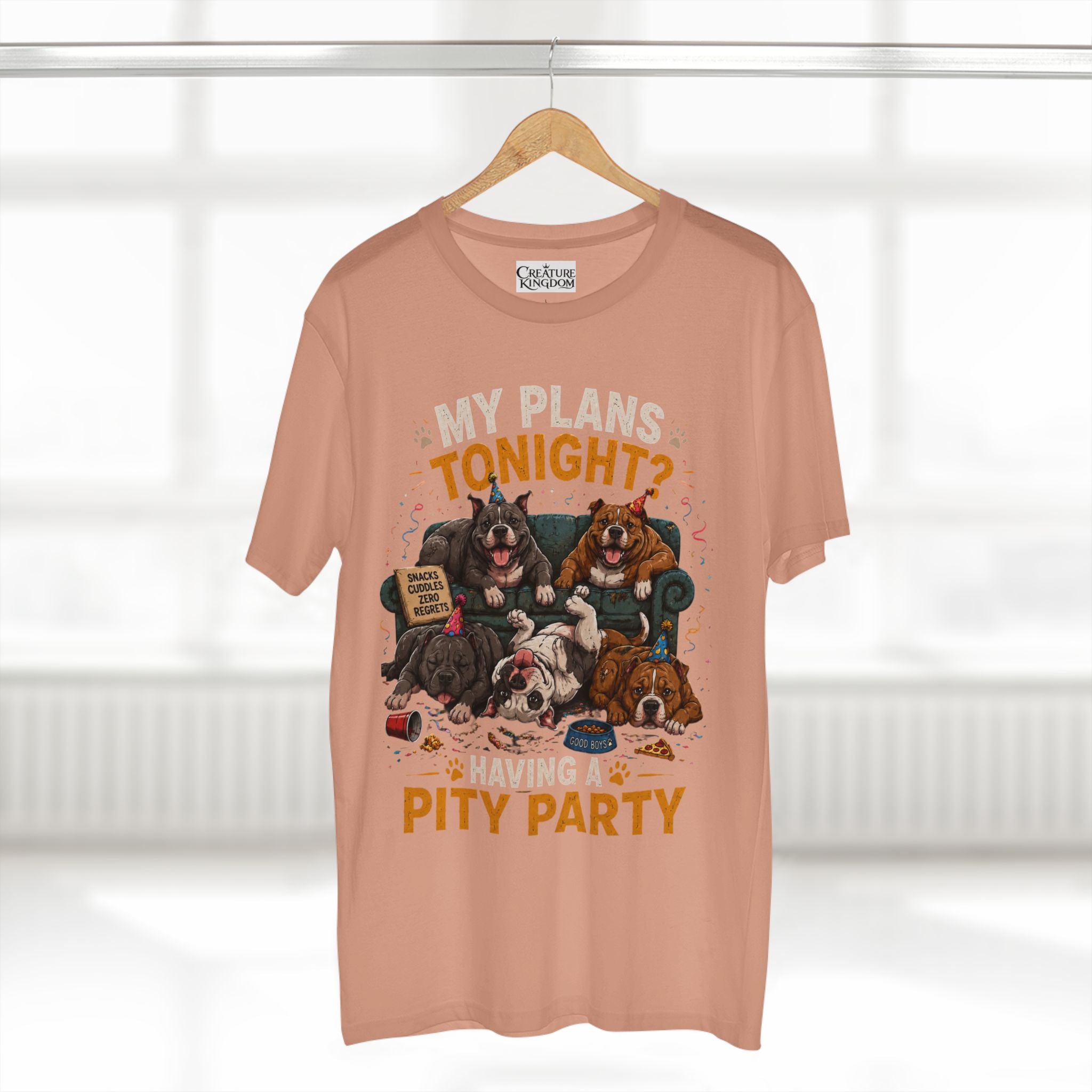 Creature Kingdom "My Plans Tonight? Having a PITY Party!" Pitbull Tee